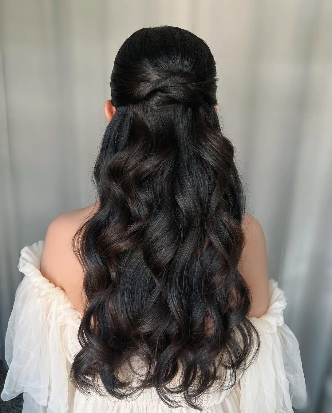 Half-Up Half-Down with Twisted Curls
