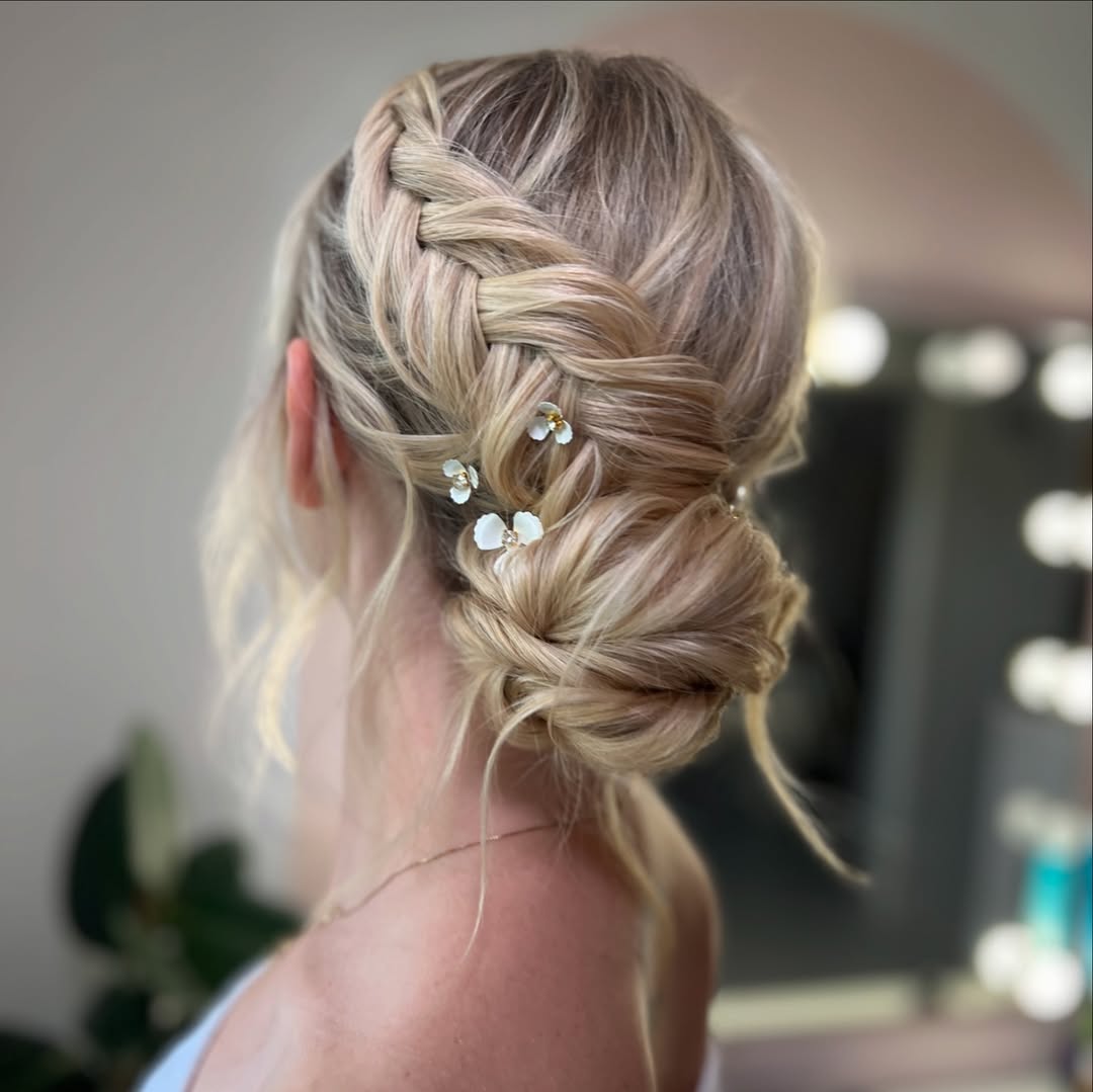 Side-Swept Dutch Braided Messy Bun