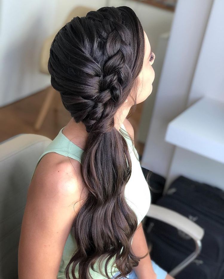 Side-Swept Twisted Braid Ponytail