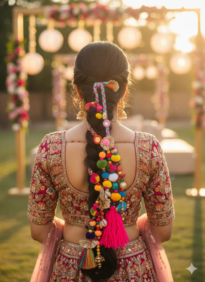 Classic Front Puff with Long Paranda Braid