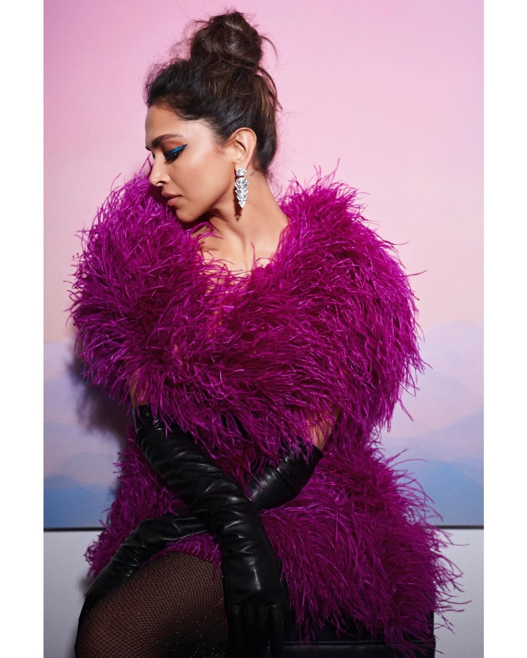 Deepika Padukone at the Oscars Messy Top Knot