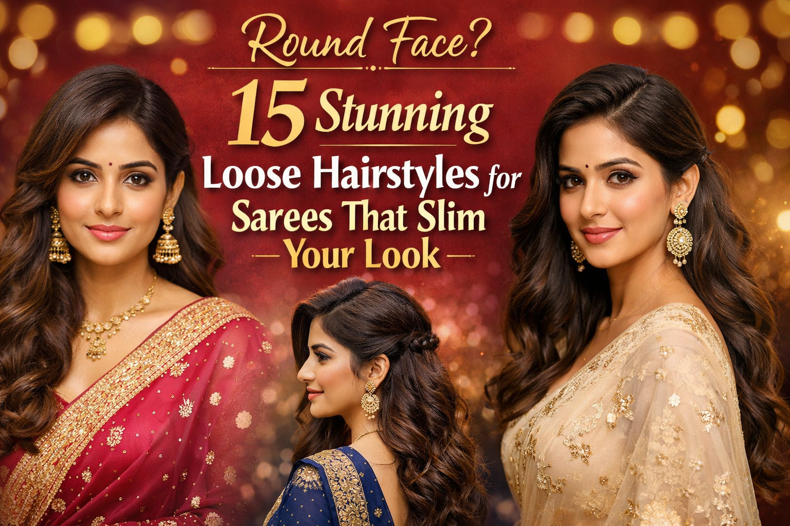 loose hairstyles for sarees round face