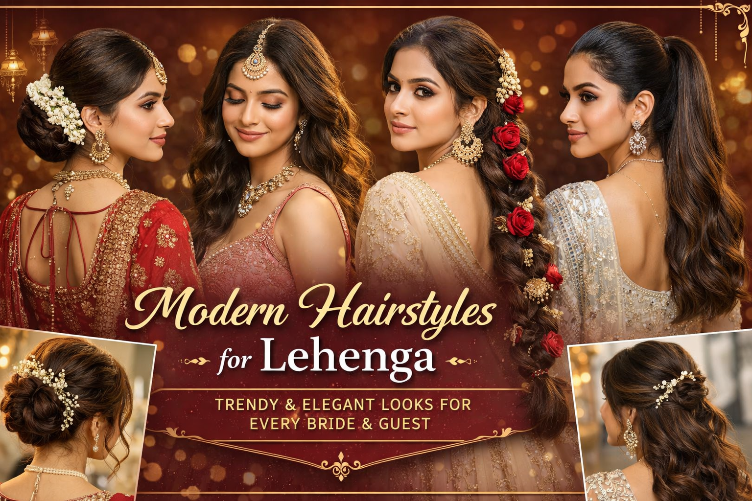 modern hairstyle for lehenga