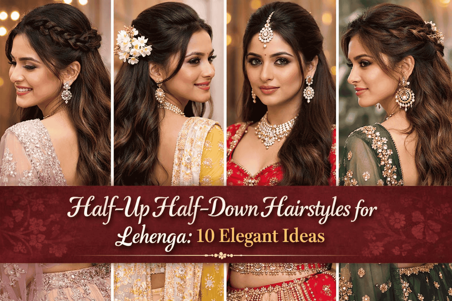 Half-Up Half-Down Modern Lehenga Hairstyles