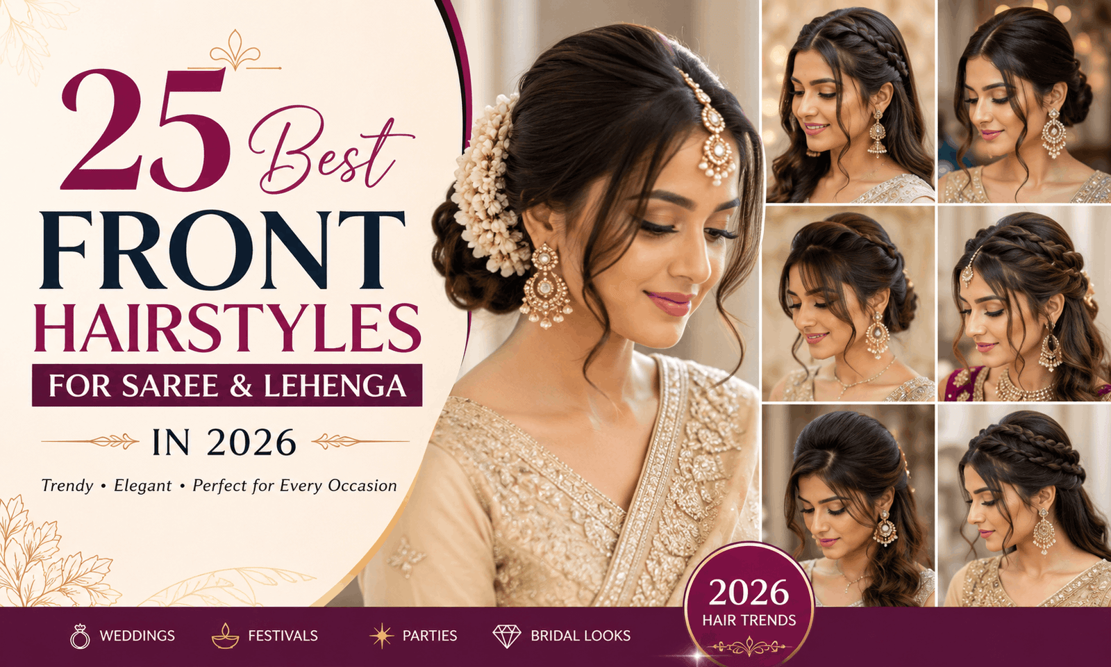 Best Front Hairstyles for Saree & Lehenga
